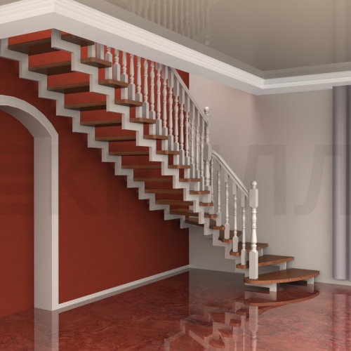 Модель лестницы в красно-белых тонах